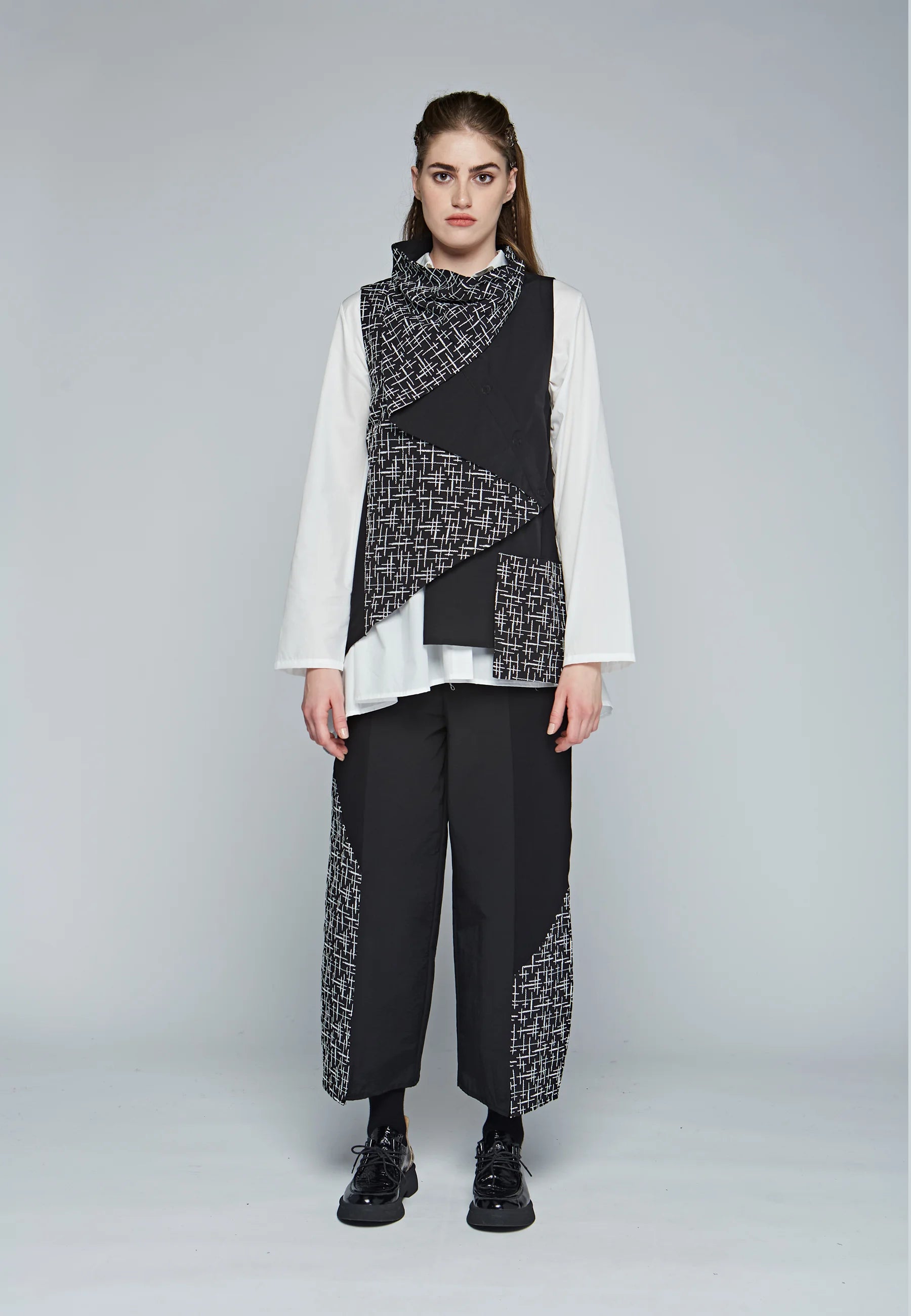 RHYTHM Embroidered cotton taffeta & cotton jersey blended pants